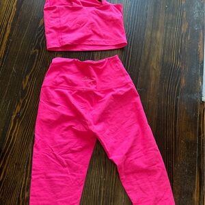 Spacedye petal pusher high waisted leggings electric pink heather - small